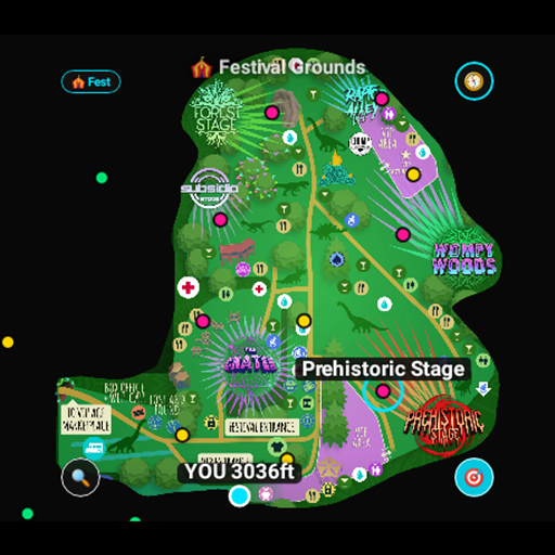 100% Offline Festival Stage & GPS Map